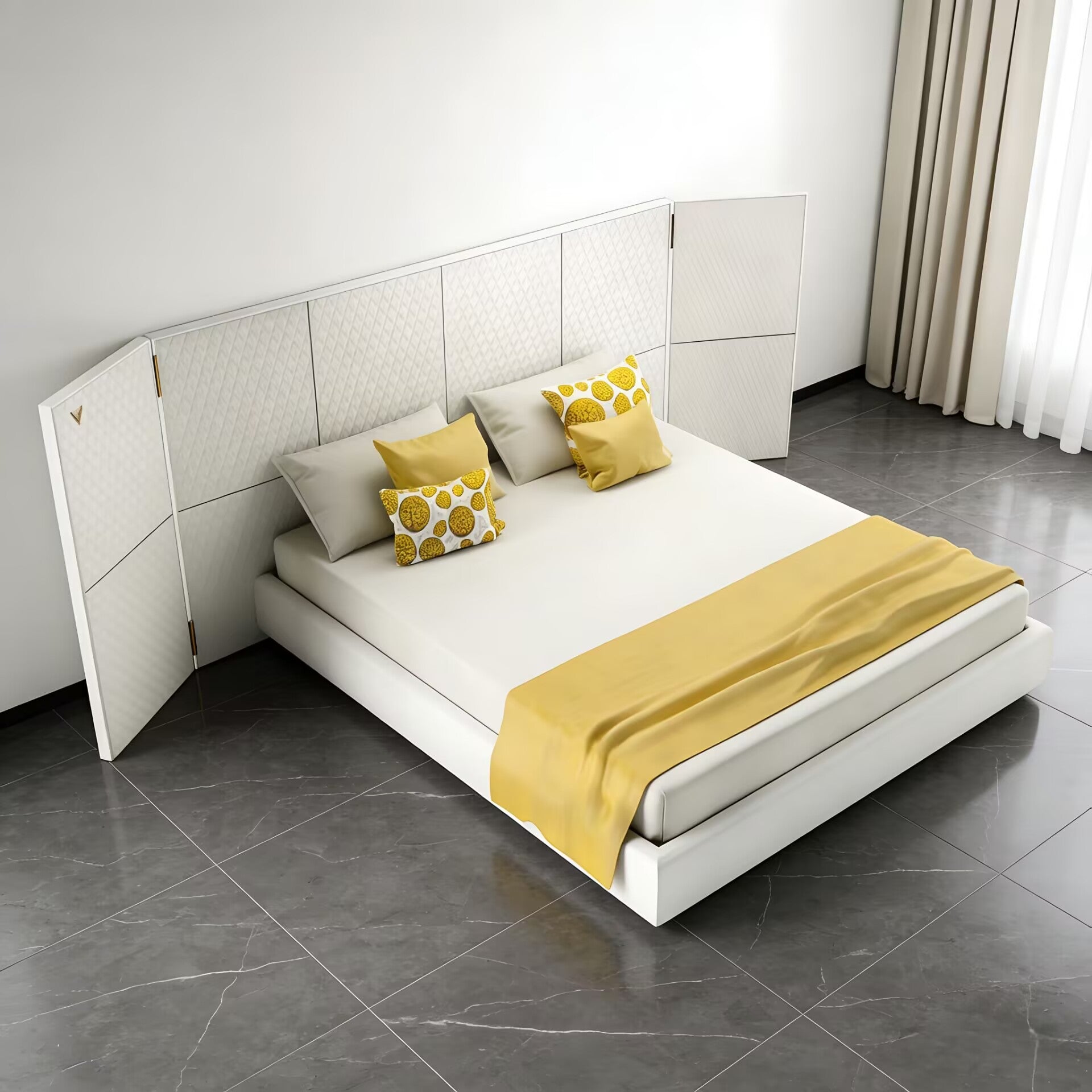V-King High Quality Luxury Bedroom Genuine Leather Widescreen Bed
