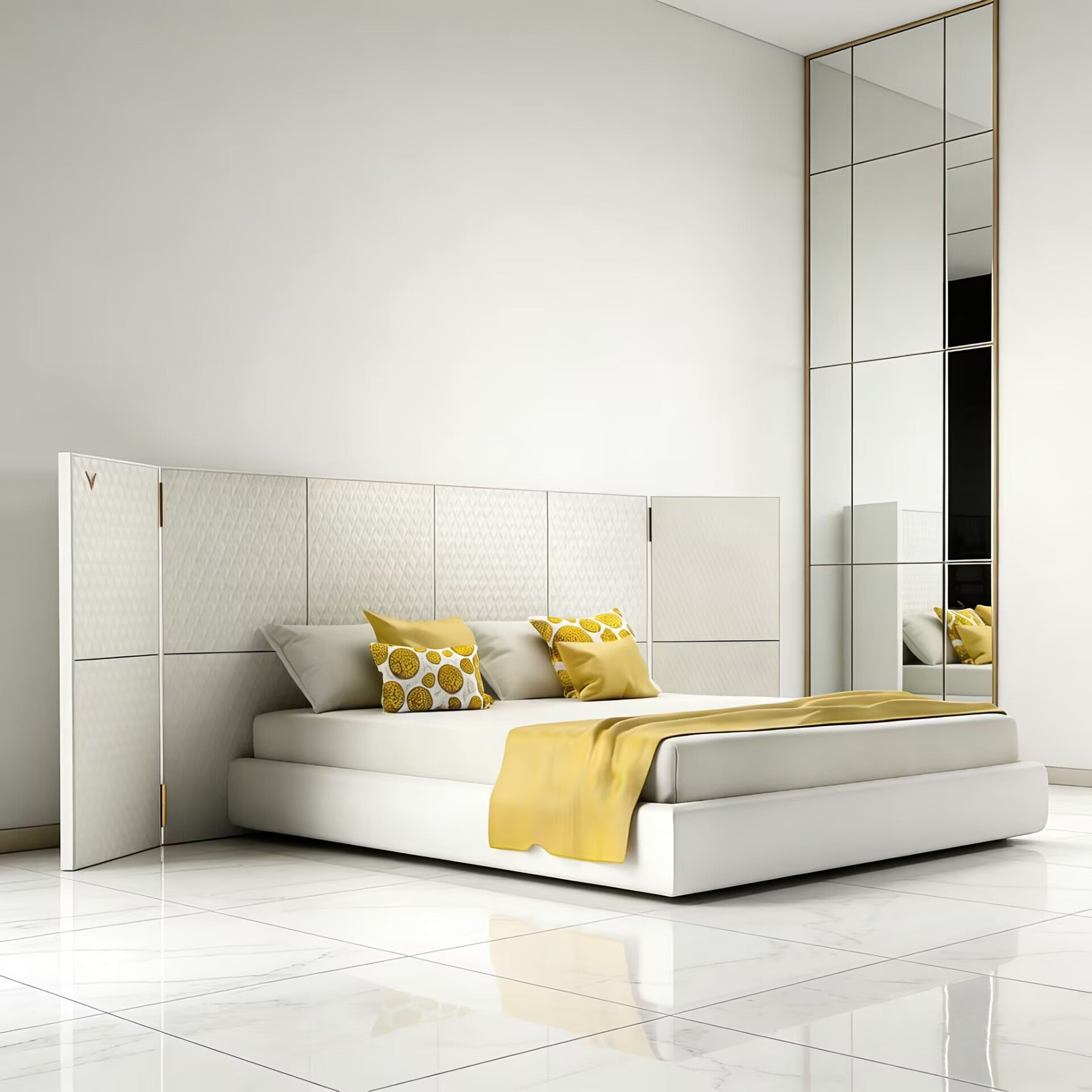 V-King High Quality Luxury Bedroom Genuine Leather Widescreen Bed