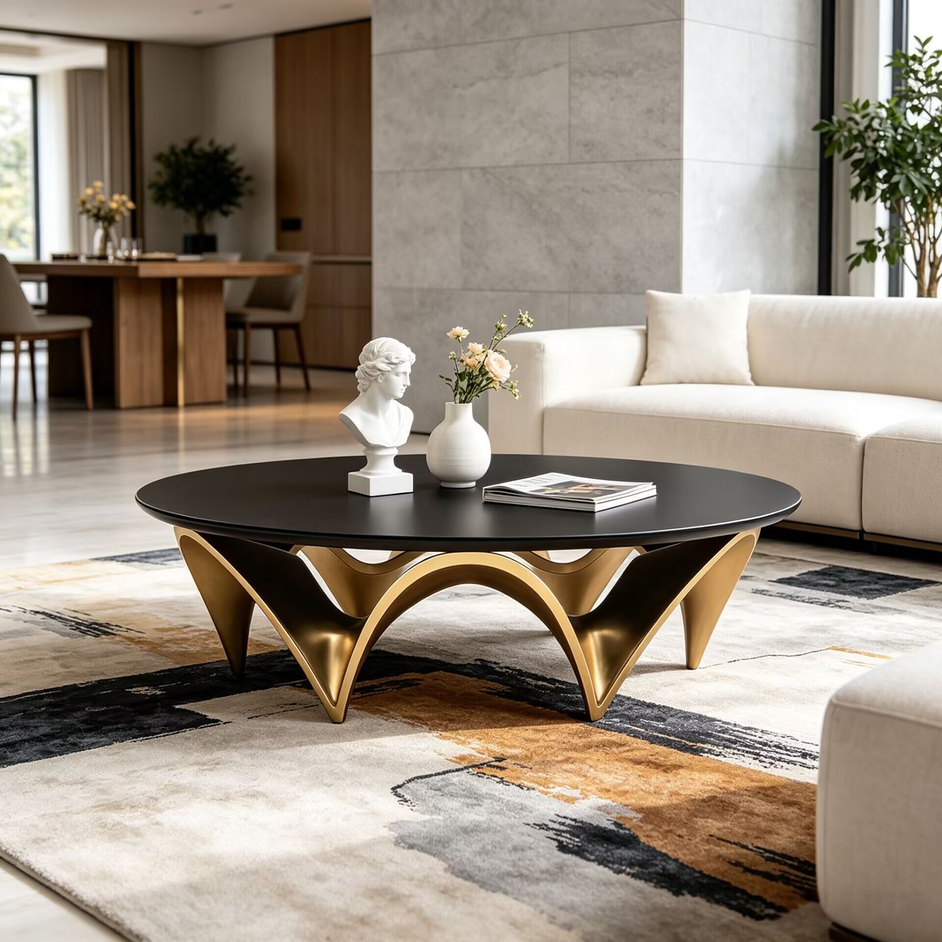 Valencia I Living Room Art Minimalist Solid Wood Round Coffee Table