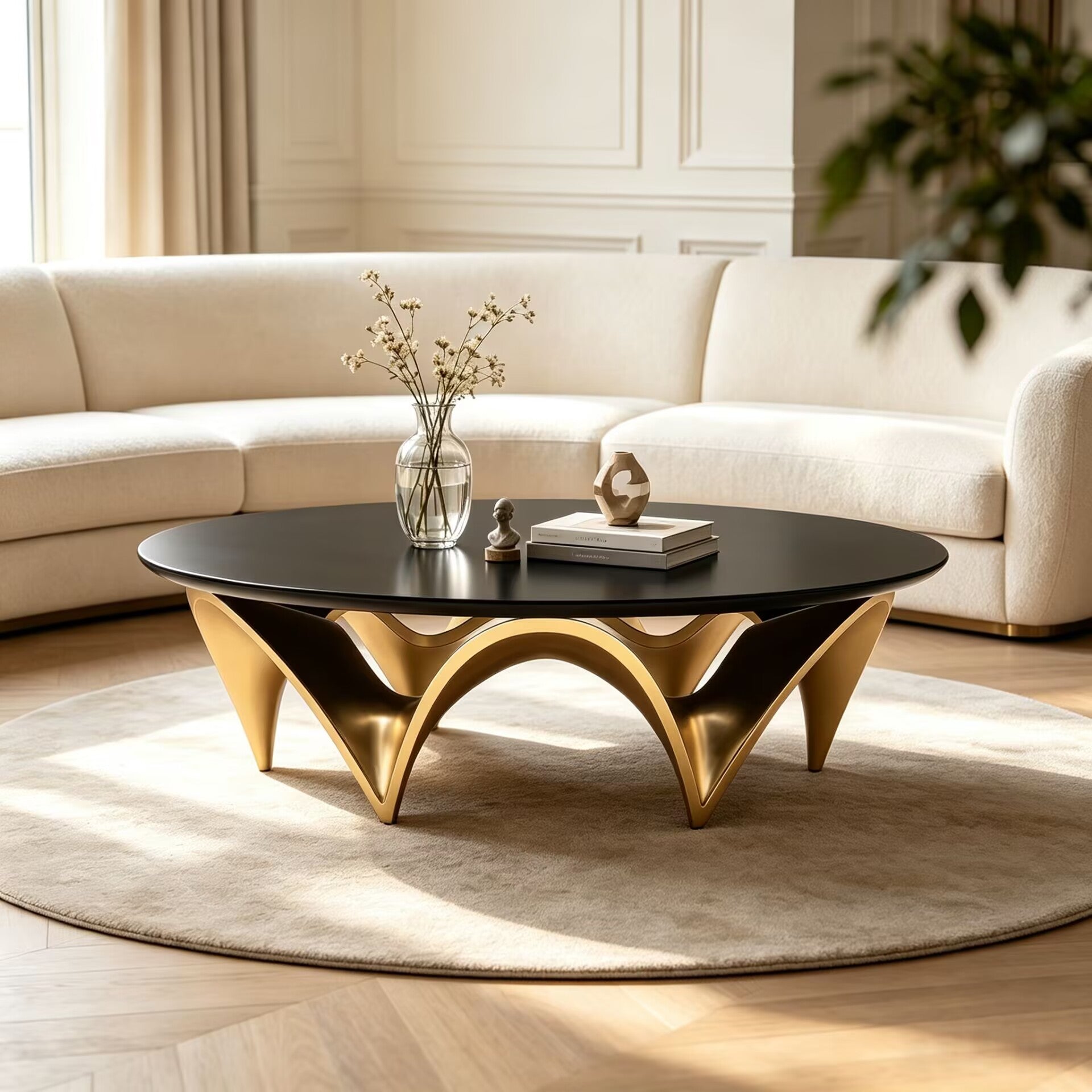 Valencia I Living Room Art Minimalist Solid Wood Round Coffee Table