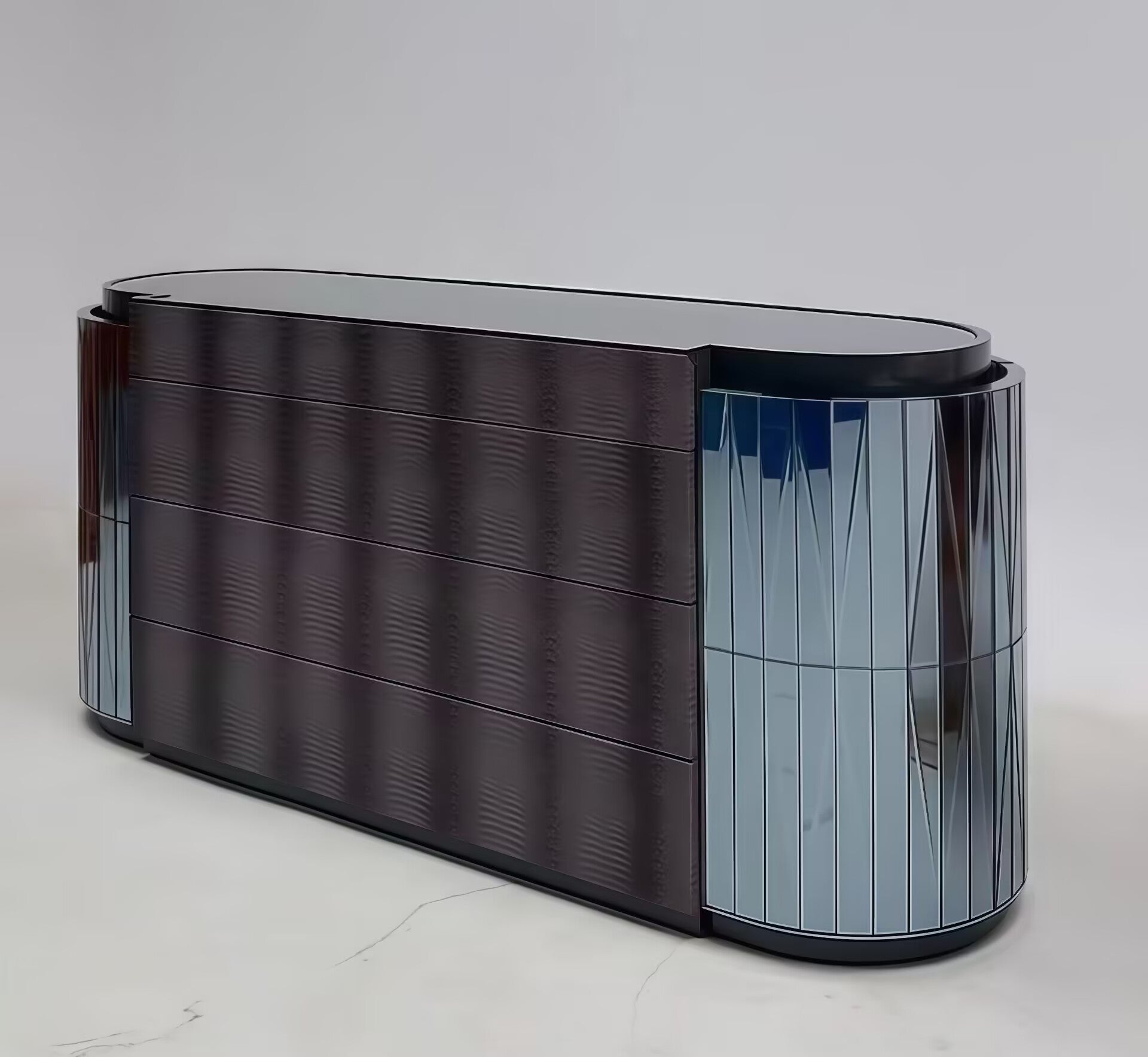 Vaslan Italian Luxurious Glass Neoclassical Solid Wood Cabinet