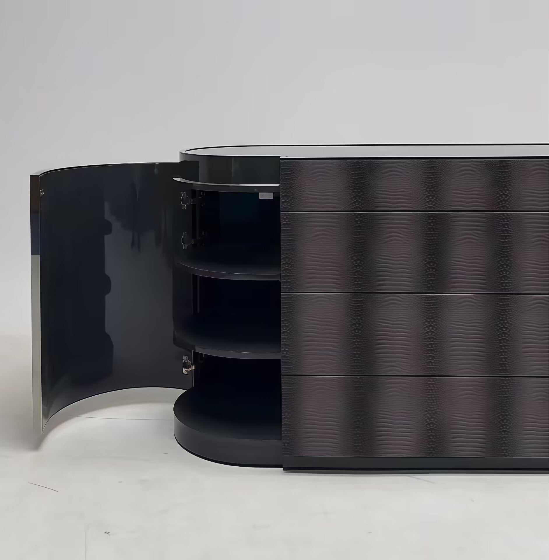 Vaslan Italian Luxurious Glass Neoclassical Solid Wood Cabinet