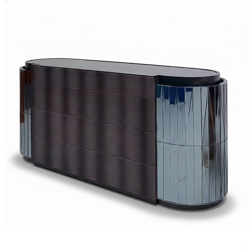 Vaslan Italian Luxurious Glass Neoclassical Solid Wood Cabinet