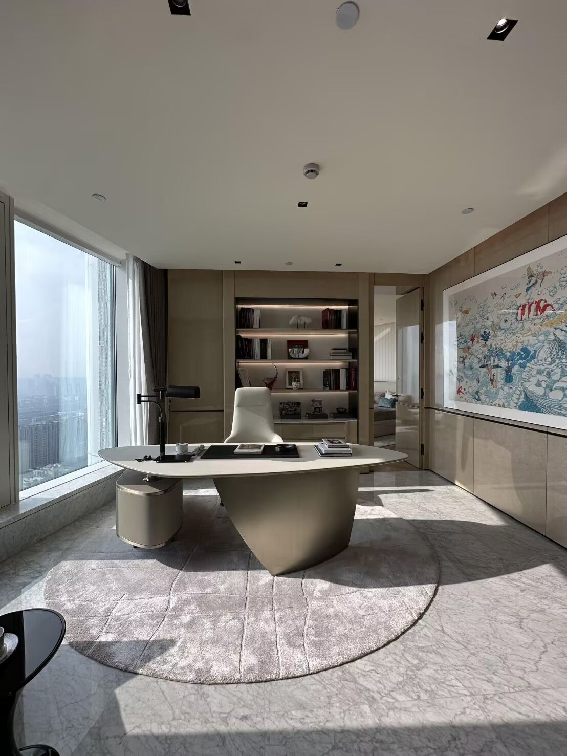 Vele Arc Luxury Designer Irregular Upscale Marble Arc Office Desk