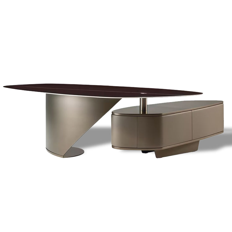 Vele Arc Luxury Designer Irregular Upscale Marble Arc Office Desk