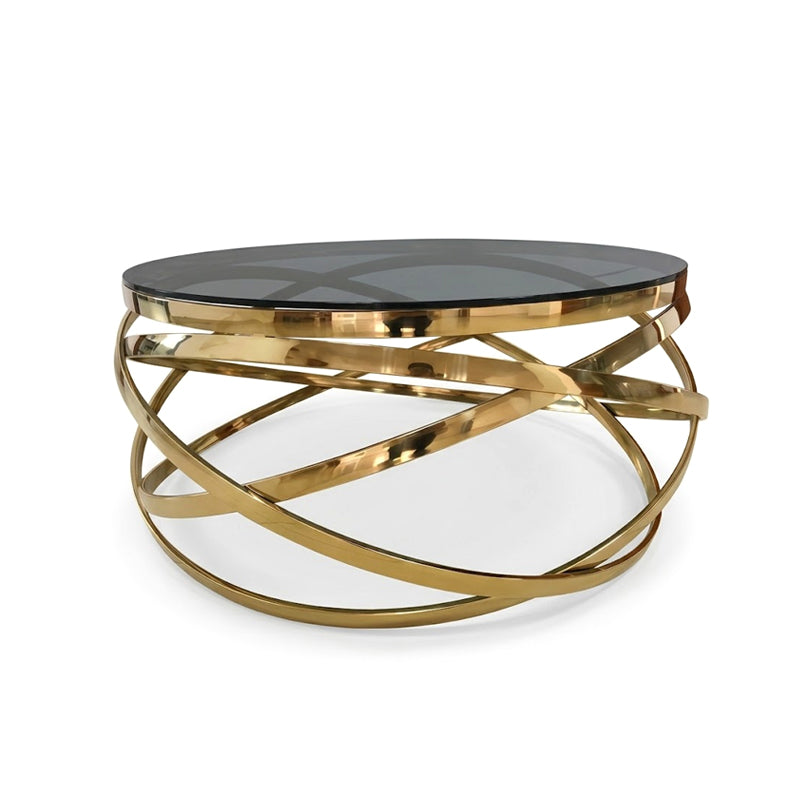 Verro Italian Luxury Stainless Steel New Model Round Glass Coffee Table