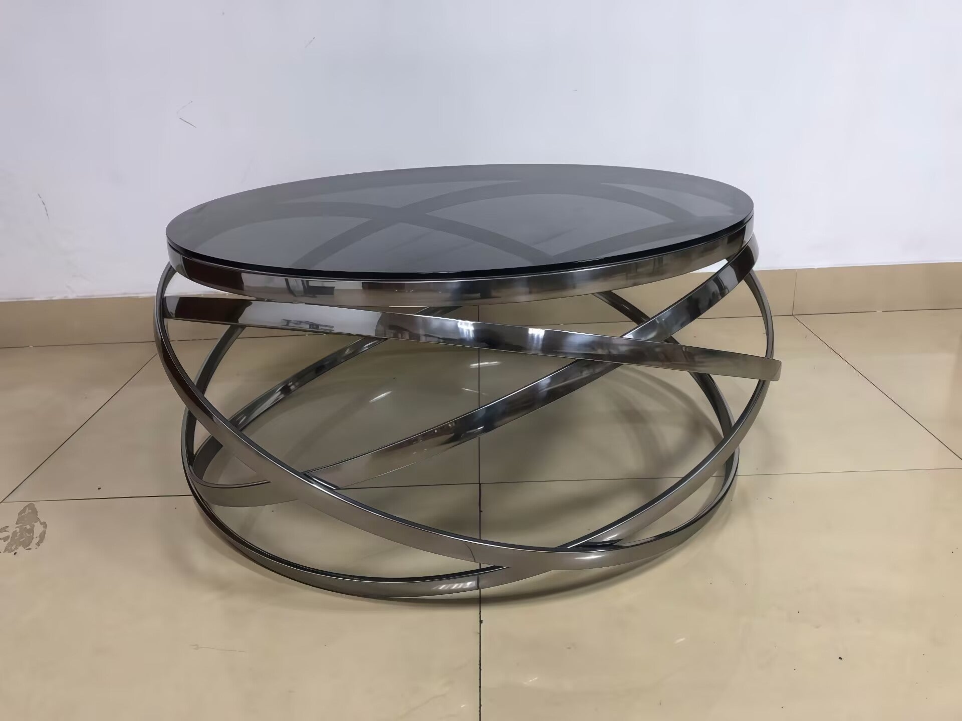 Verro Italian Luxury Stainless Steel New Model Round Glass Coffee Table