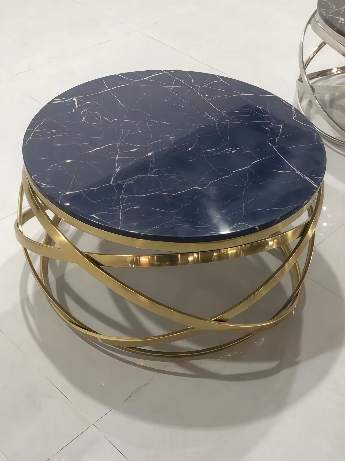 Verro Italian Luxury Stainless Steel New Model Round Glass Coffee Table