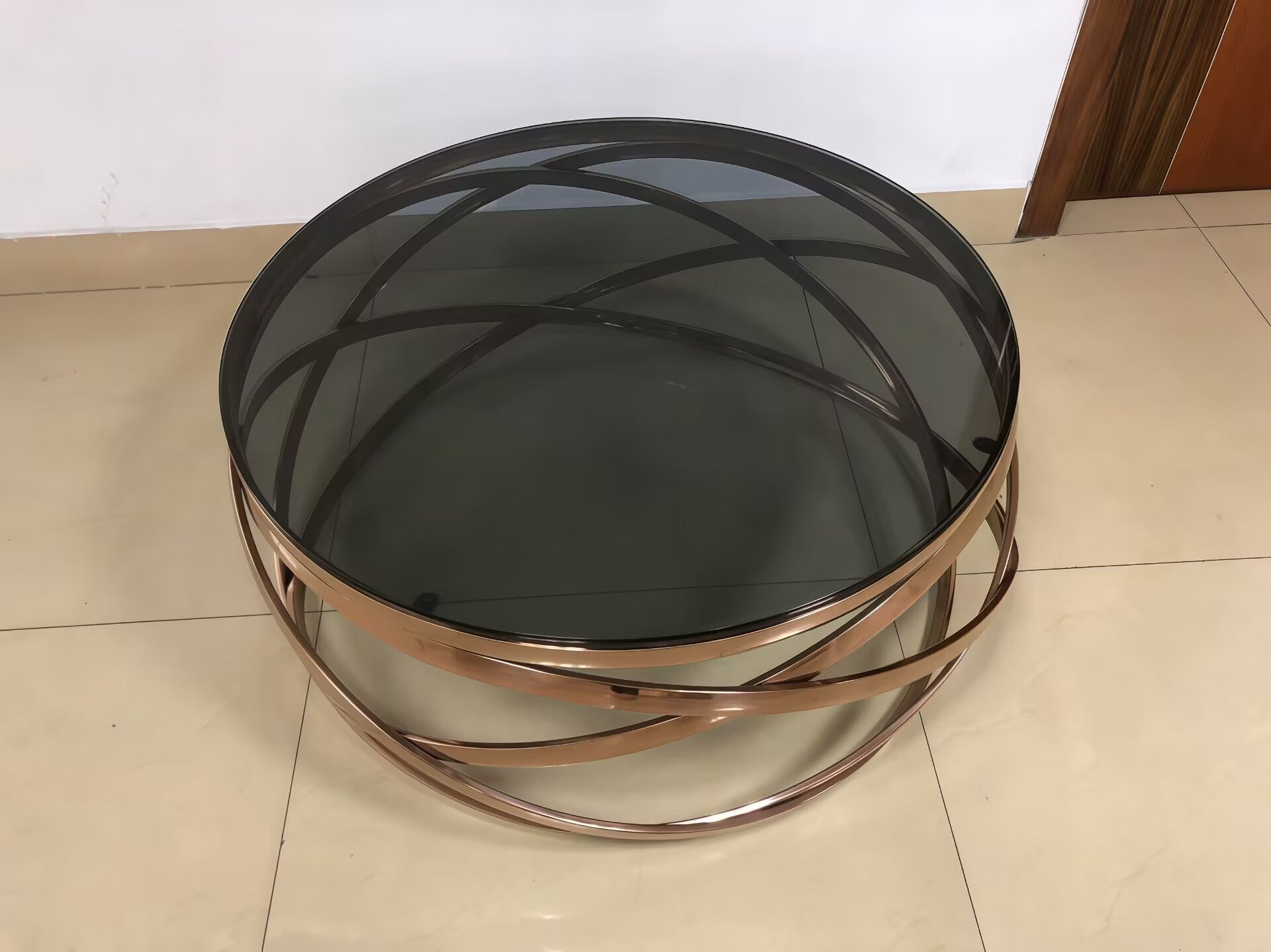 Verro Italian Luxury Stainless Steel New Model Round Glass Coffee Table