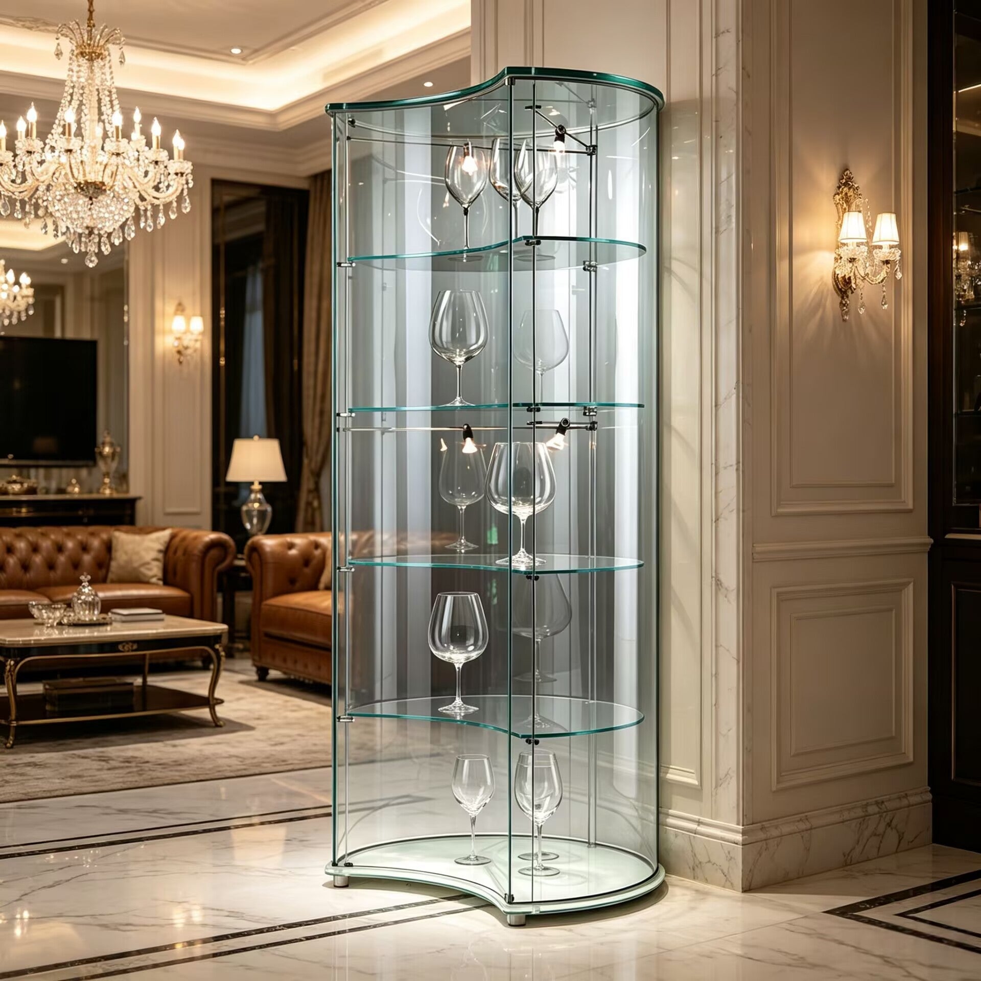 Vetrina Living Room Luxury Artistic Tempered Glass Wine Cabinet