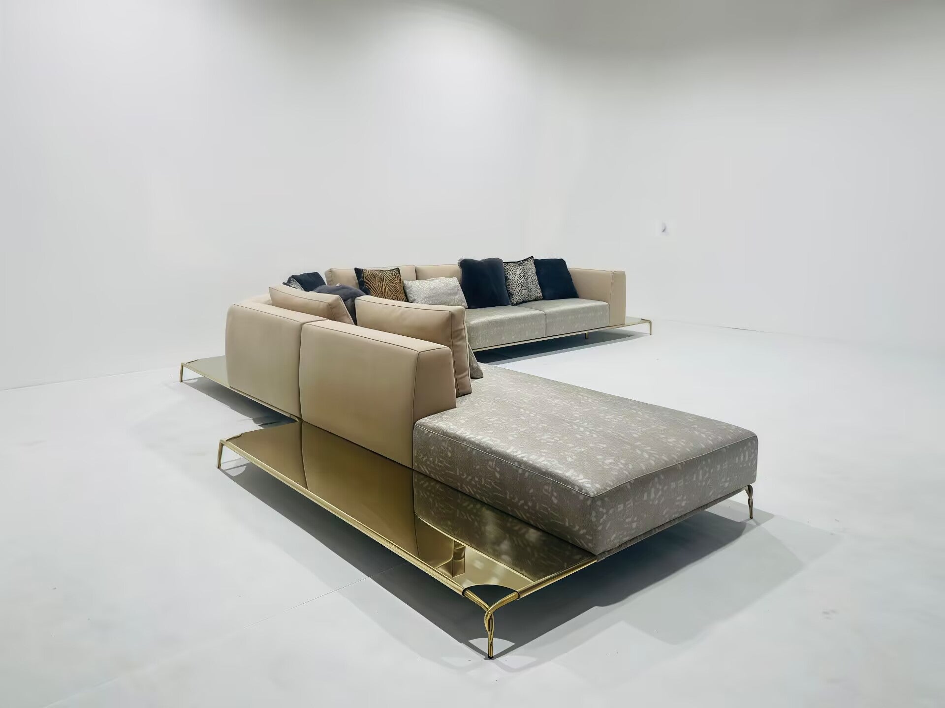 Viktoria Modern Luxury Stainless Steel Living Room Curve Corner Sofa