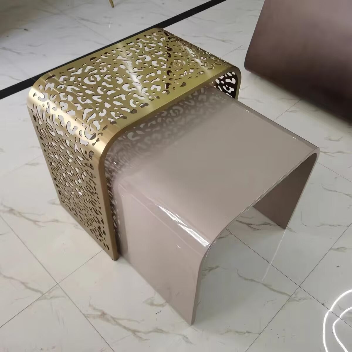 Watamu Upscale Living Room Stainless Steel Combination Side Table