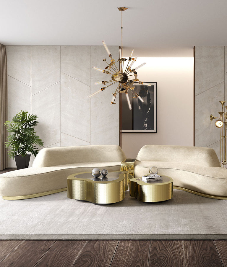 WAVE POLISHED BRASS LUXURIOUS COMINATION CENTER TABLE