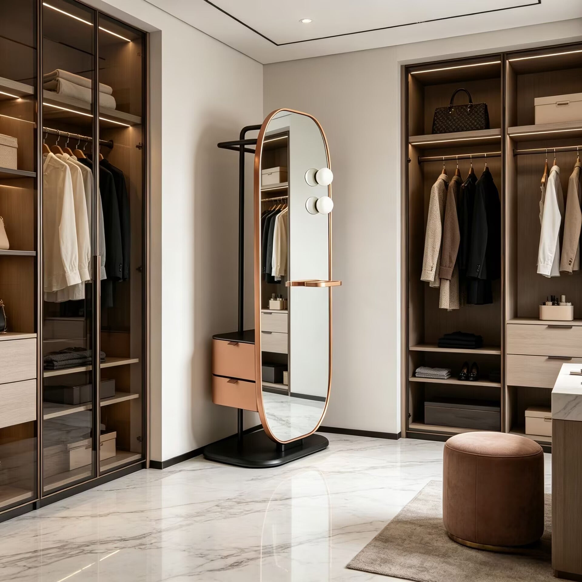 Weekend Unique Artistic Movable Solid Wood Full-Length Mirror