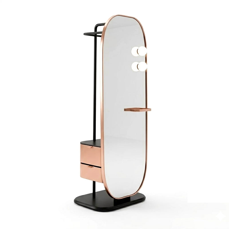 Weekend Unique Artistic Movable Solid Wood Full-Length Mirror