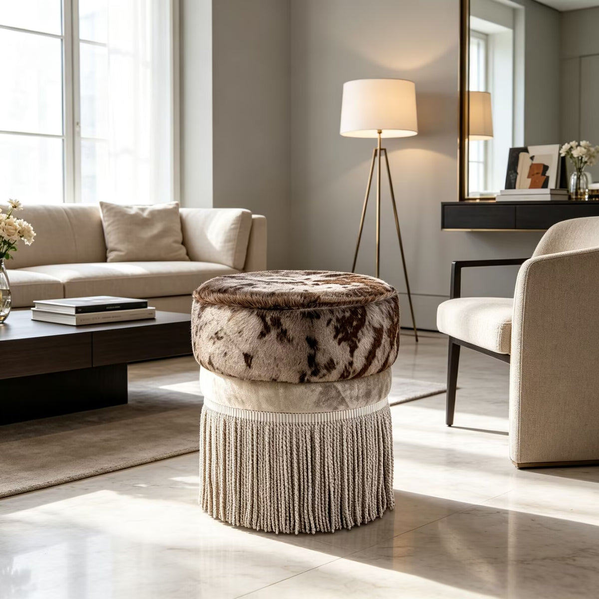 Wildebeest Modern Villa Bedroom Fabric Tassel Dressing Stool