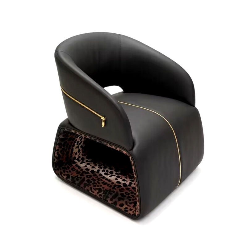 Wild Creativity Leopard Print Genuine Leather Single Sofa Chair