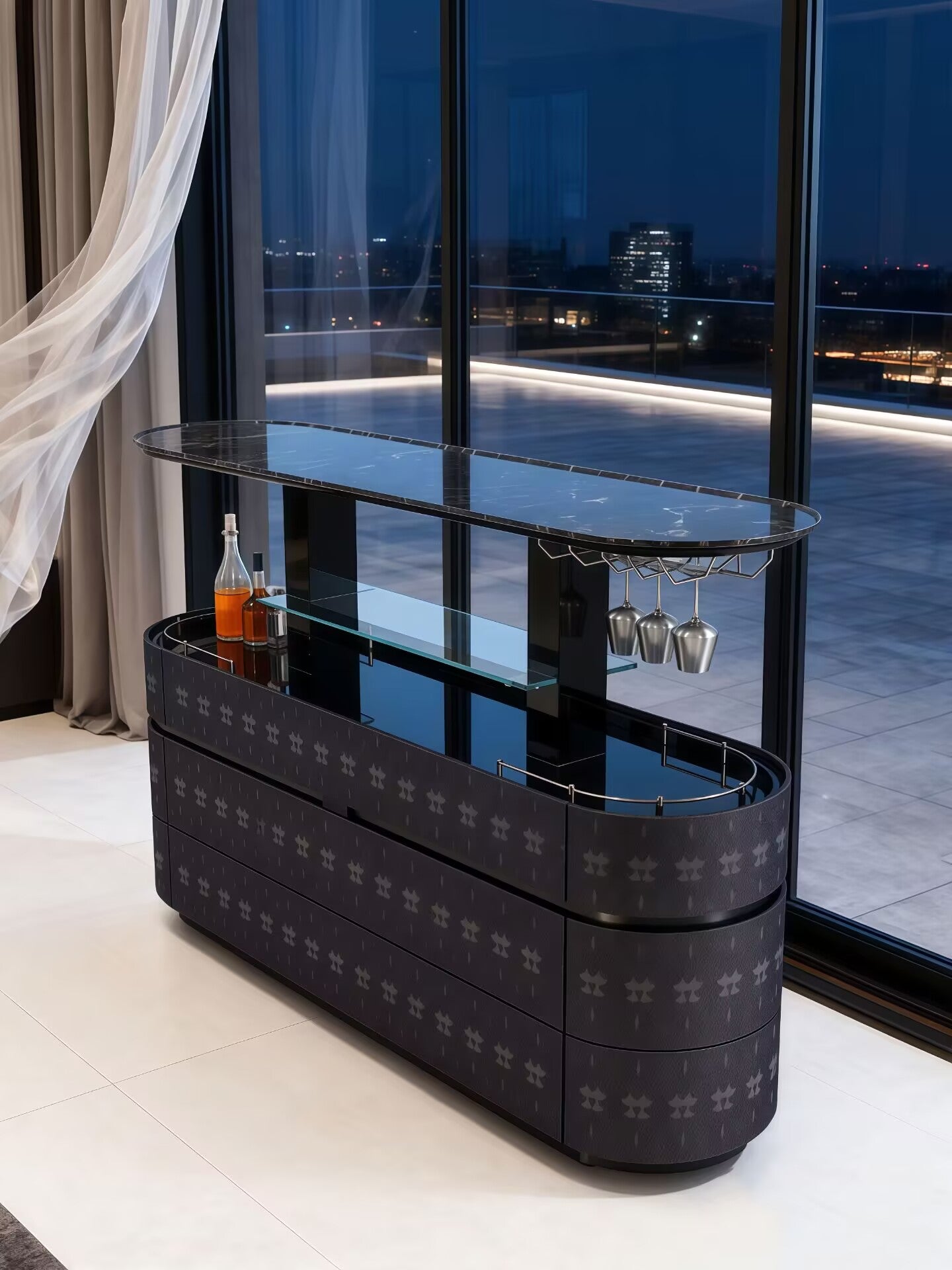 Luxury Designer Solid Wood Creativity Automatic Lift Wine Cabinet