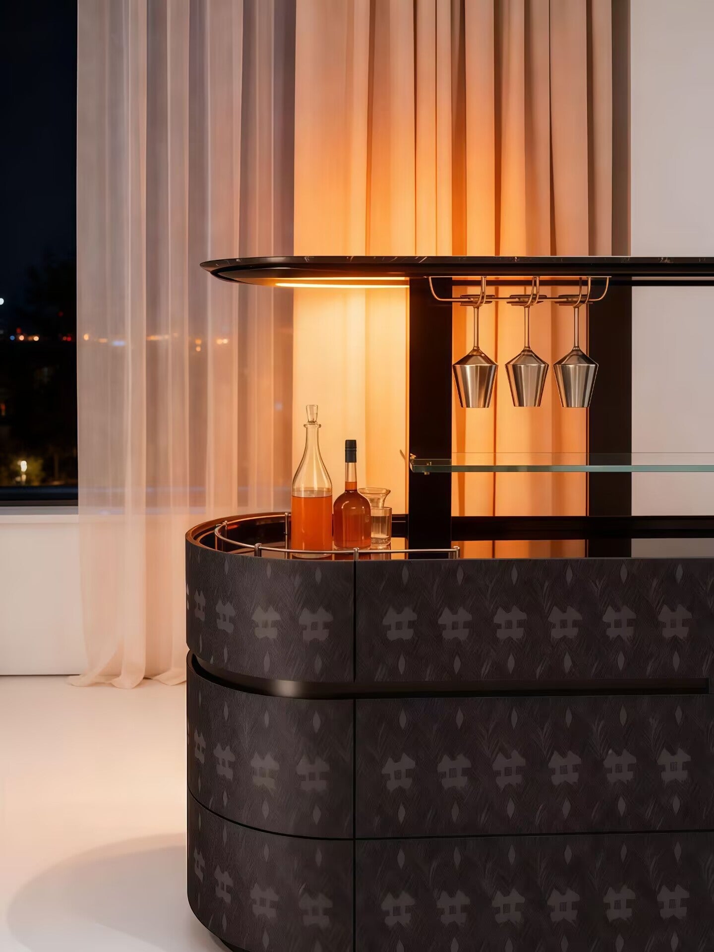 Luxury Designer Solid Wood Creativity Automatic Lift Wine Cabinet