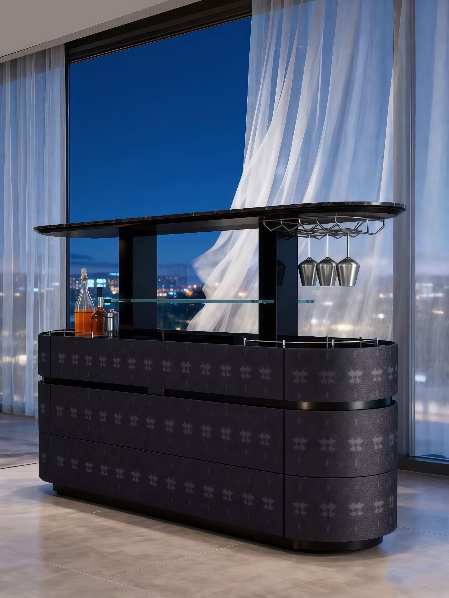 Luxury Designer Solid Wood Creativity Automatic Lift Wine Cabinet
