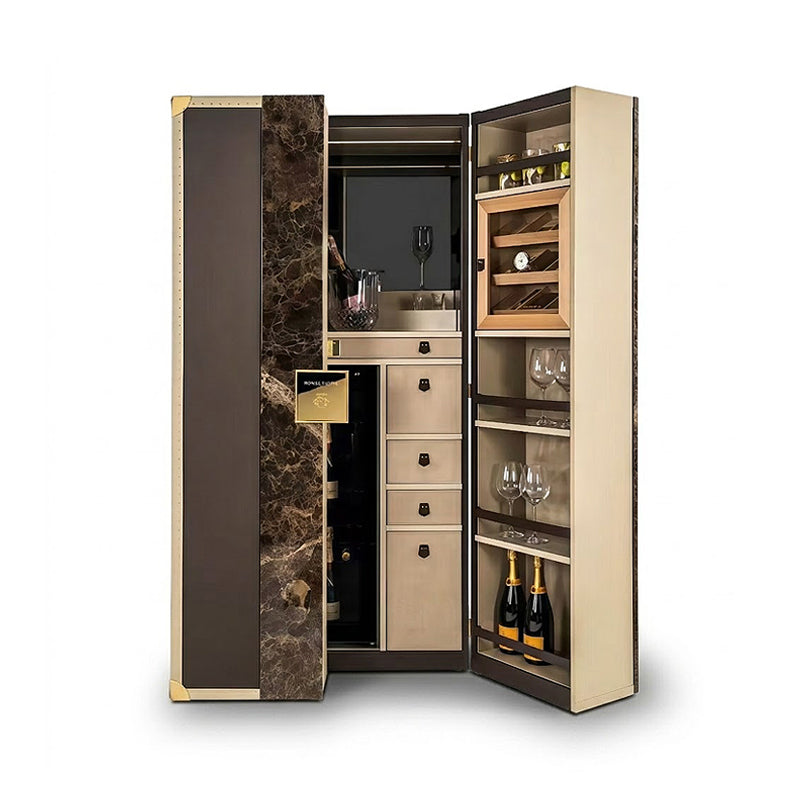 Modern Upscale Villa Creativity Solid Wood Marble Wine Cabinet
