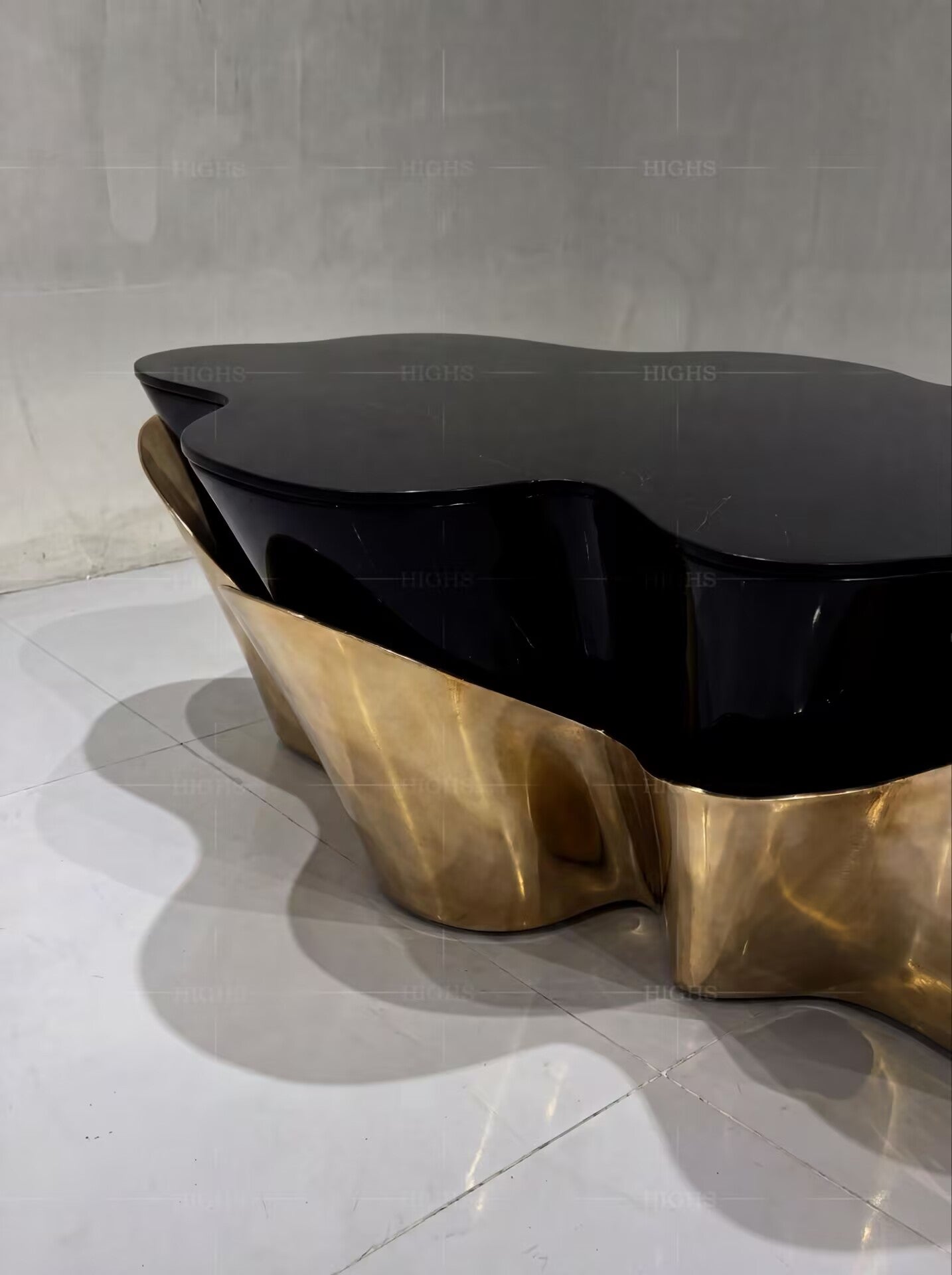 Yasmine Upscale Unique Irregular Simplicity Brass Coffee Table