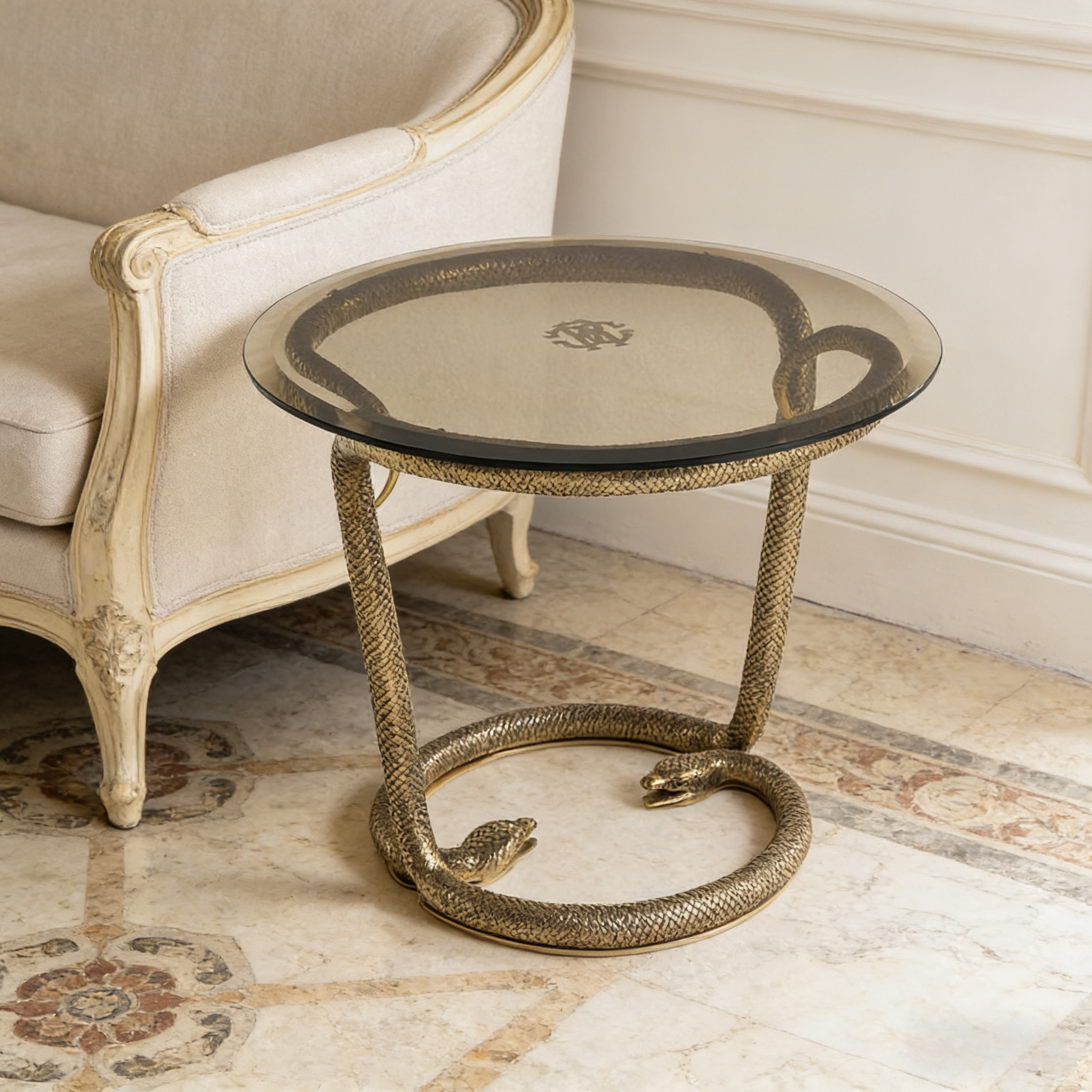 Yoa Living Room Unique Artistic Pure Copper Glass Side Table