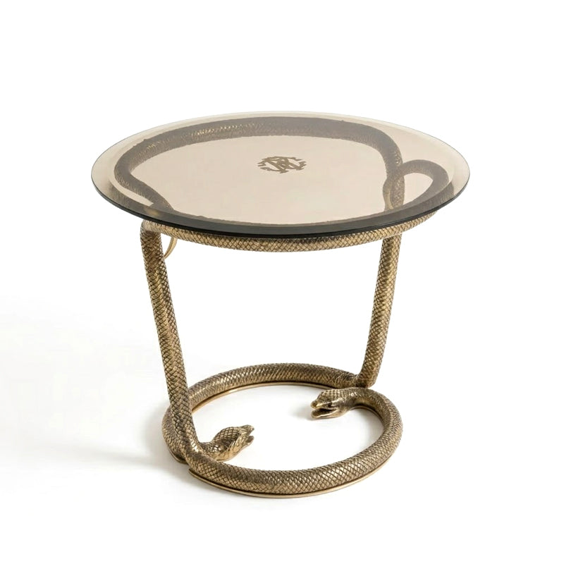 Yoa Living Room Unique Artistic Pure Copper Glass Side Table