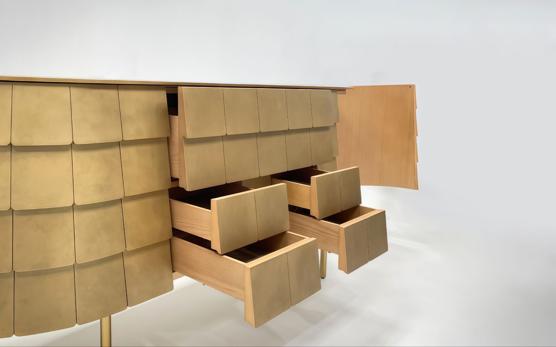 Yoroi Designer High End Solid Wood Creative Stainless Steel Sideboard