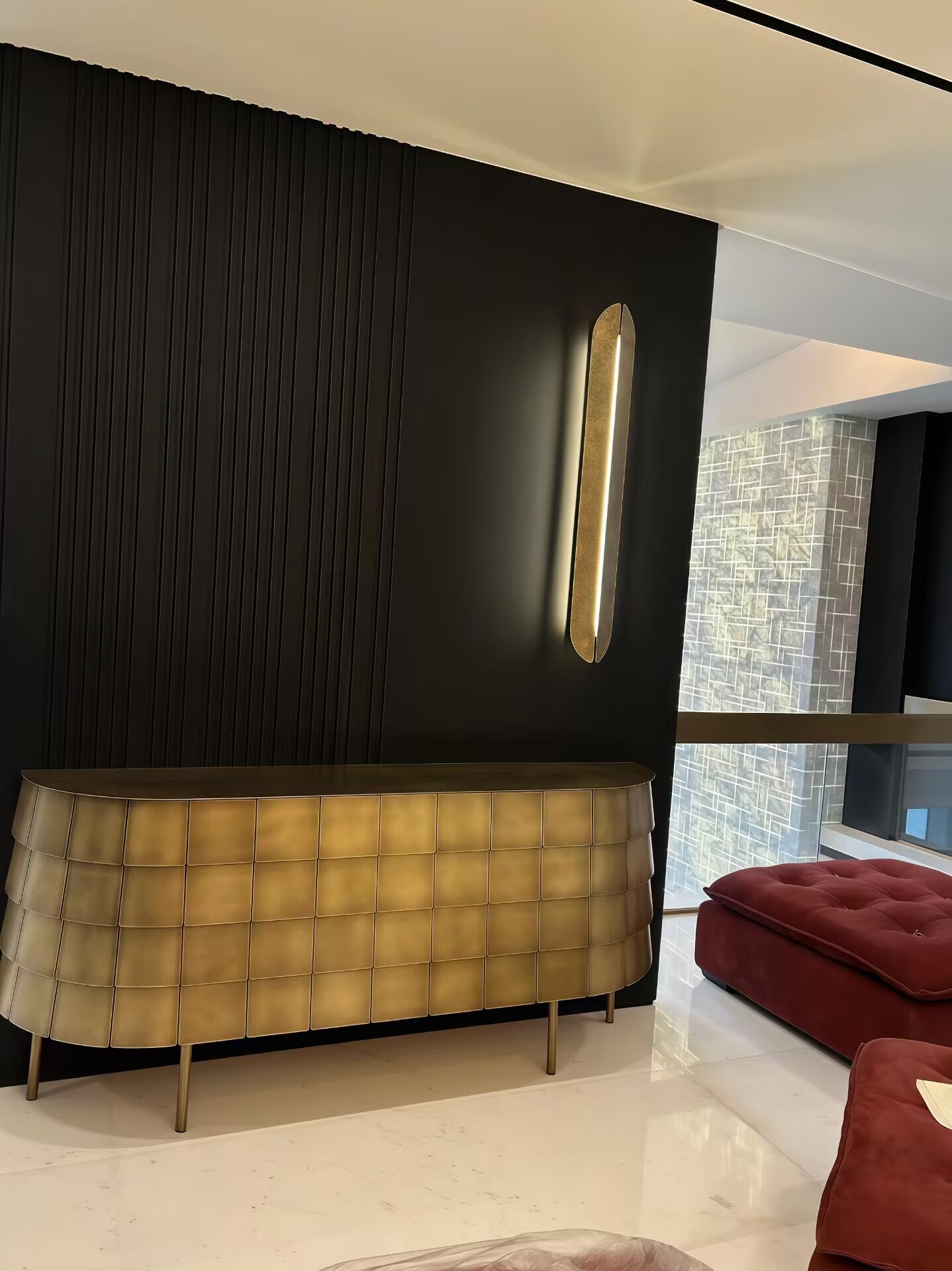 Yoroi Designer High End Solid Wood Creative Stainless Steel Sideboard