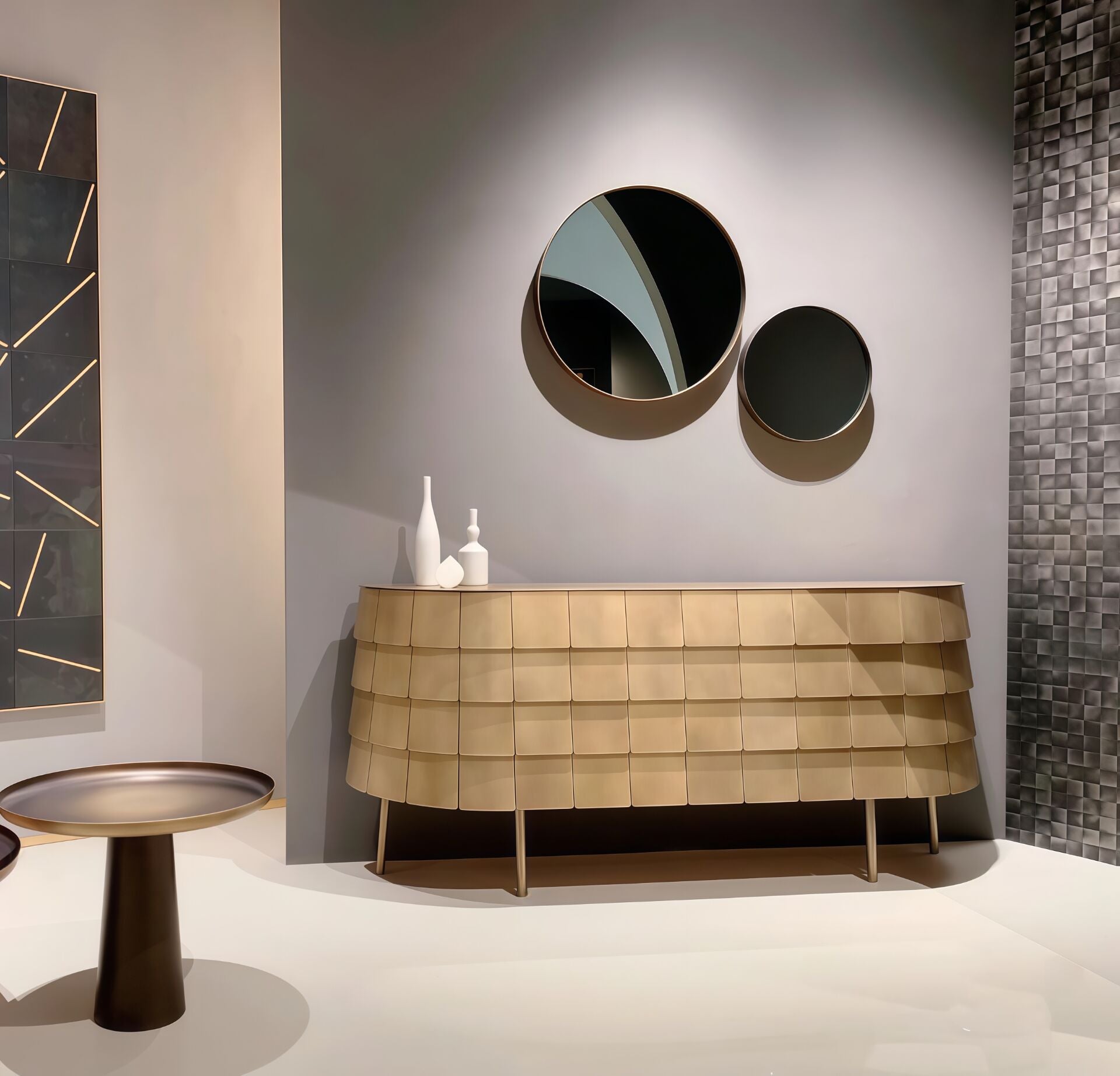 Yoroi Designer High End Solid Wood Creative Stainless Steel Sideboard