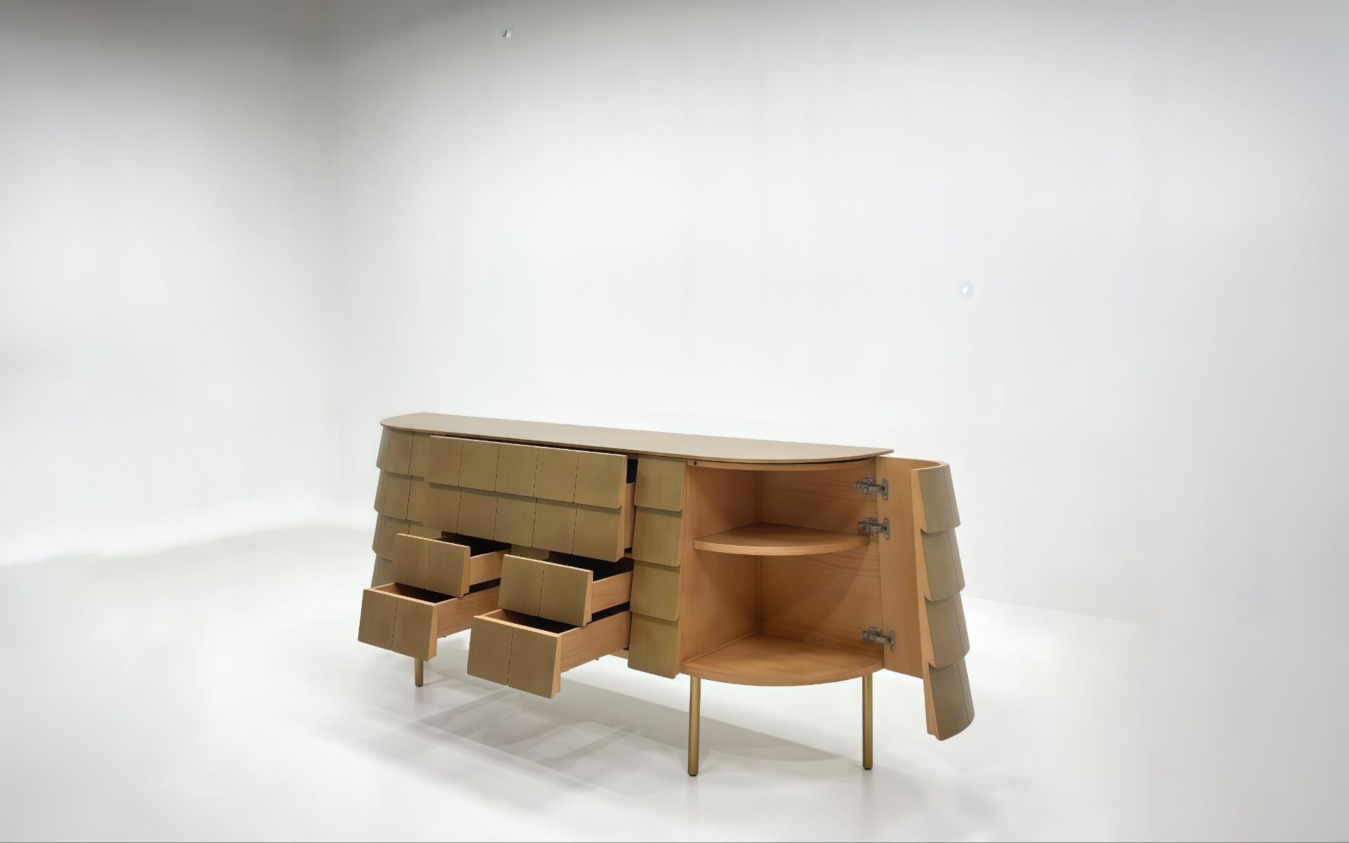Yoroi Designer High End Solid Wood Creative Stainless Steel Sideboard